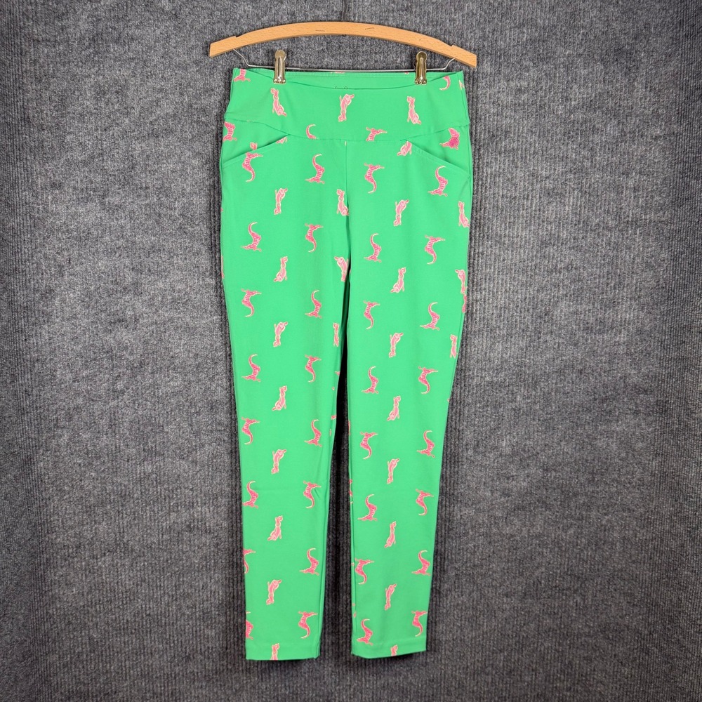 Lilly Pulitzer Luxletic Corso Golf Pants Womens 4 Monkey Gator UPF 50+ Stretch